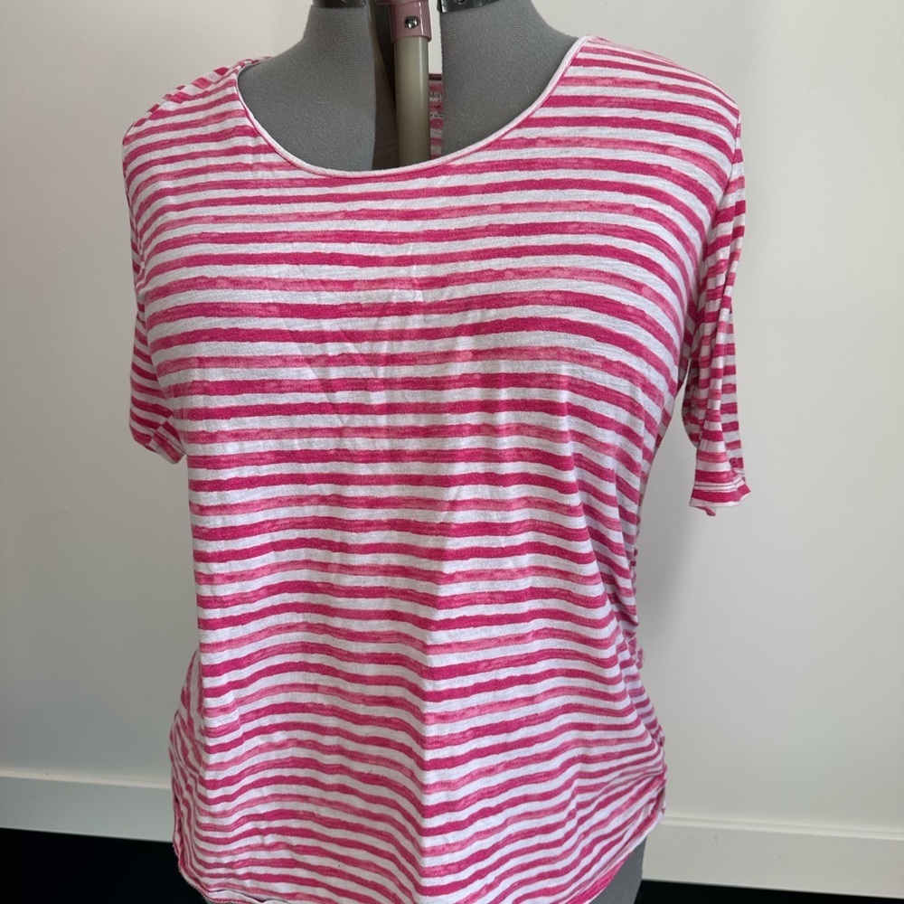 **3 for $15** 1x Motherhood Pink and White Striped Relaxed Short Sleeve Tee